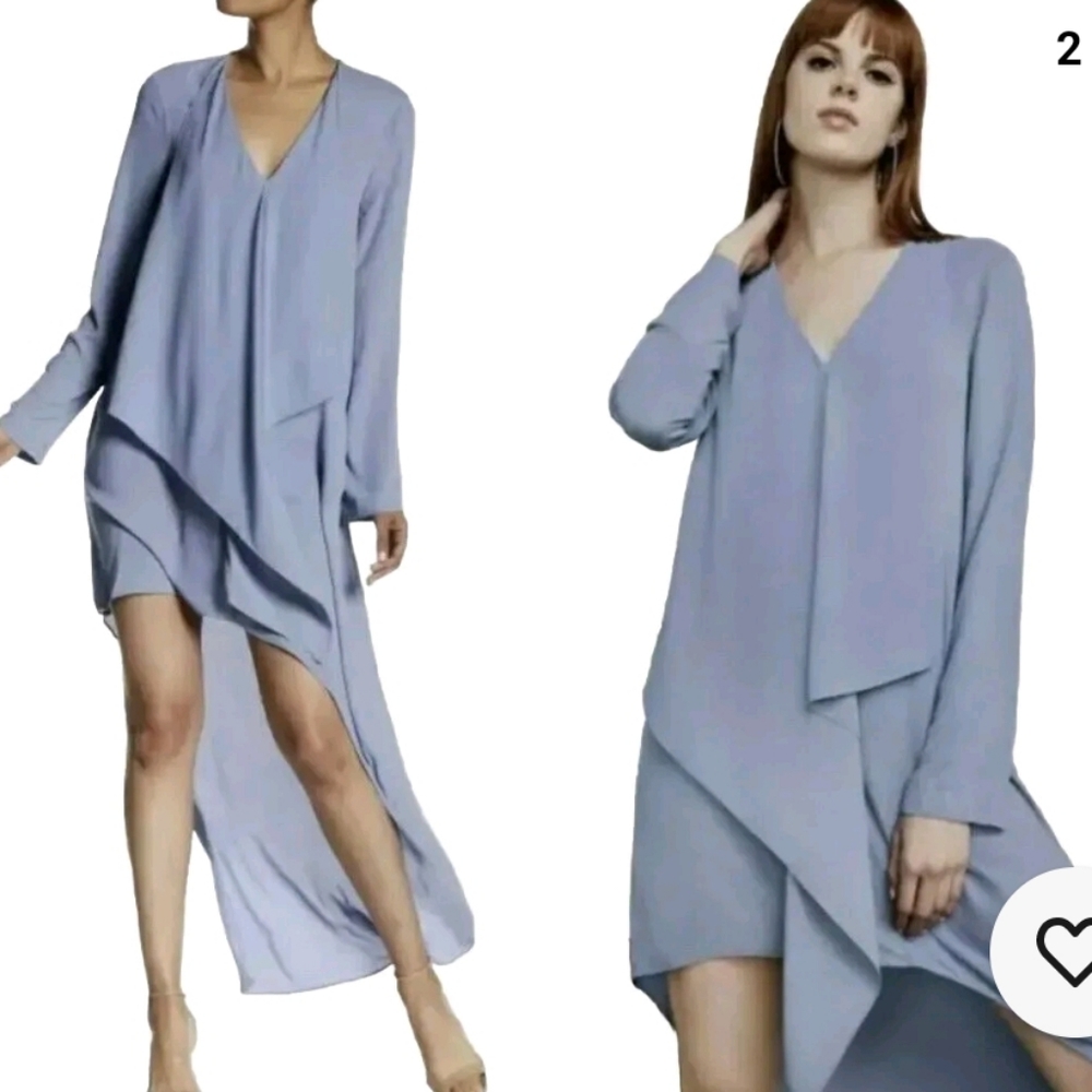 NWT BCBG MAXAZRIA KYNDAL RUFFLE ASYMMETRICAL DRAPED HIGH-LOW DRESS SIZE S $198 - Picture 2 of 4